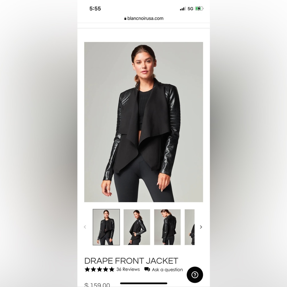 Blanc Noir DRAPE FRONT JACKET never worn size small